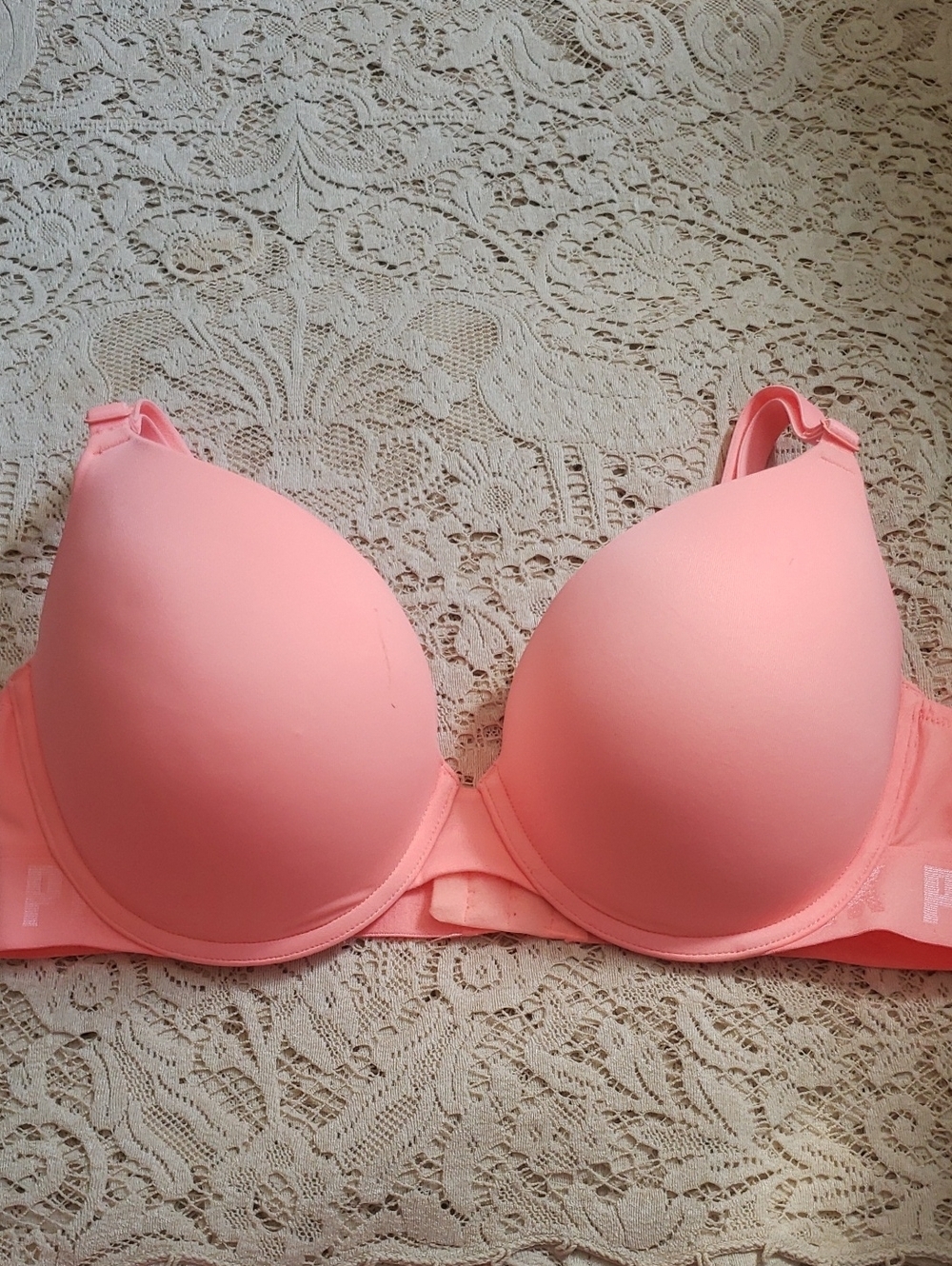 PINK Victoria's Secret Peach T-Shirt Push Up Bra Size 36D